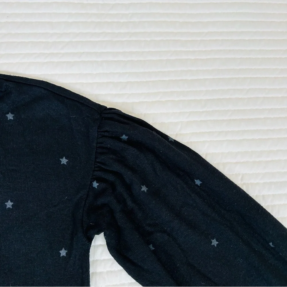 Gap Kids Girls Knit 2pc Matching Set Top Balloon Sleeve Jogger Pant Stars Black